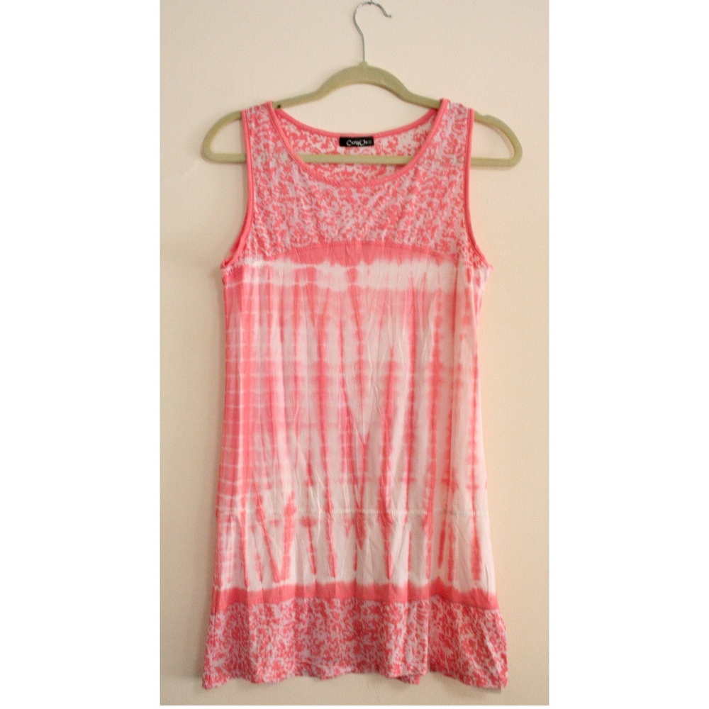 Coral/pink, tie dye & floral top